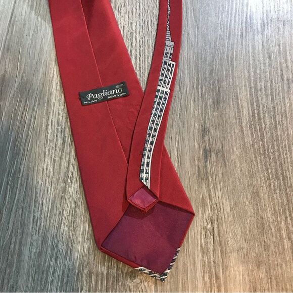 Pagliano Mens Red Silk Tie - Picture 2 of 5